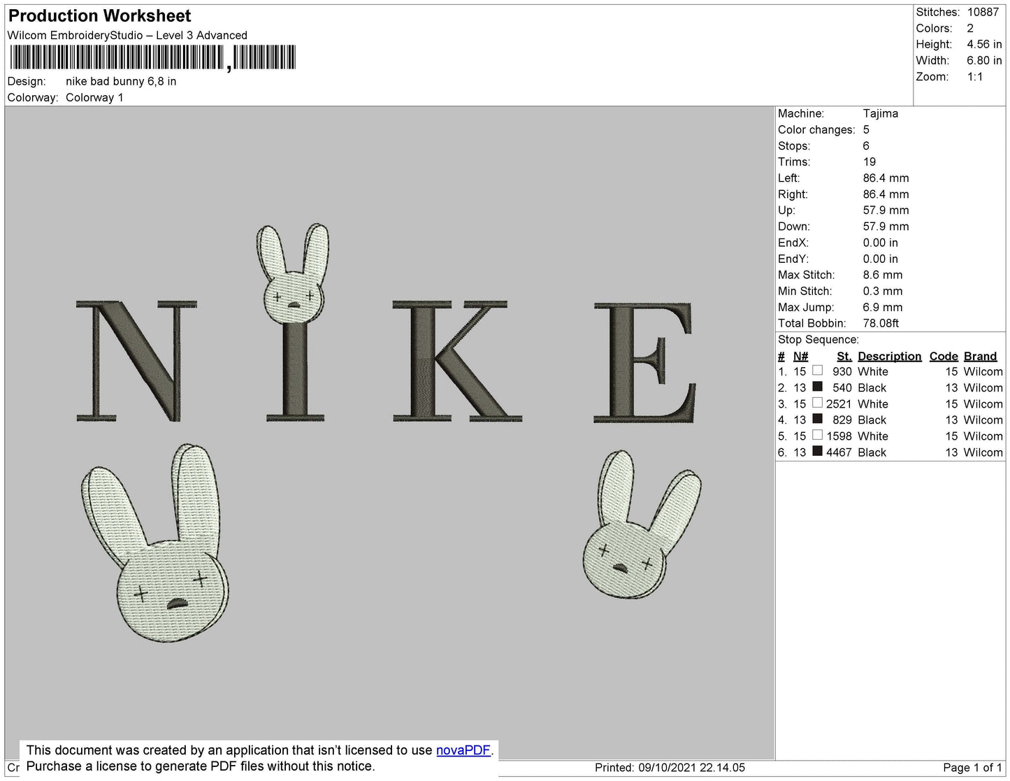 Nike Bad Bunny Embroidery File 4 size