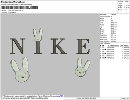 Nike Bad Bunny Embroidery File 4 size