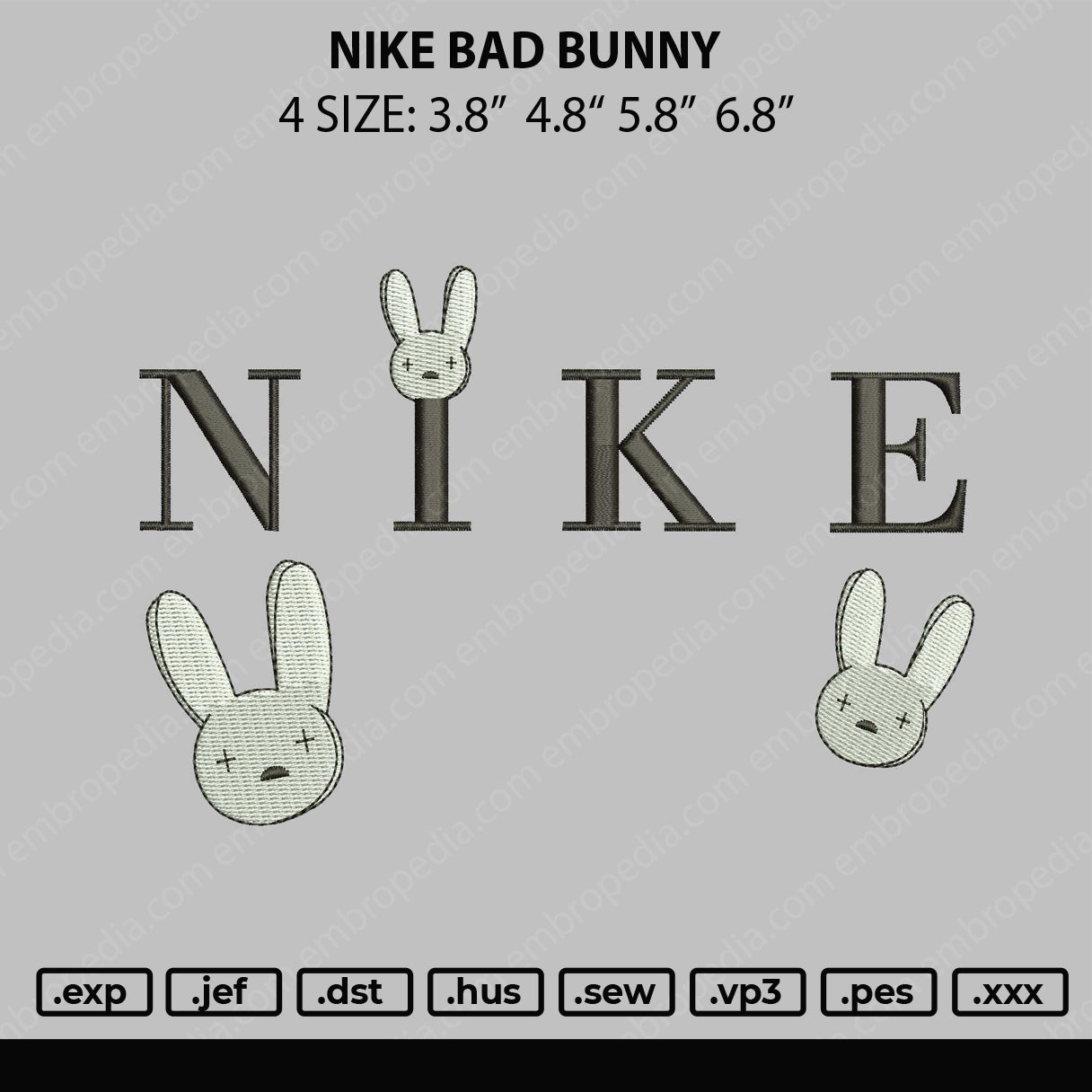 Nike Bad Bunny Embroidery File 4 size