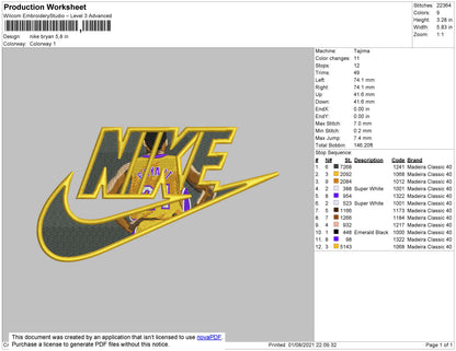 Nike Bryan Embroidery File 4 size