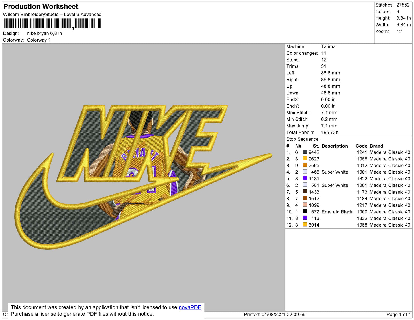 Nike Bryan Embroidery File 4 size