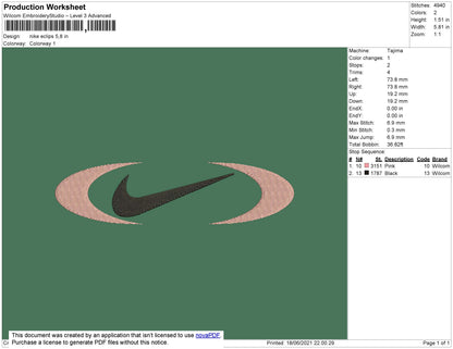 Nike Eclipse Embroidery File 4 size