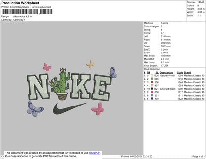 Nike Cactus Embroidery File 4 size