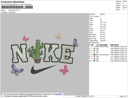 Nike Cactus Embroidery File 4 size