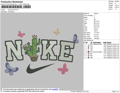 Nike Cactus Embroidery File 4 size