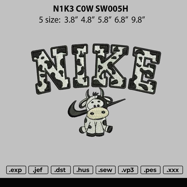 Nike Pattern With Cow Embroidery File 4 size