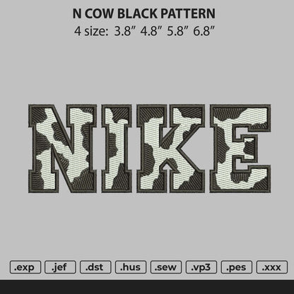 Nike Cow Black Pattern Embroidery File 4 size