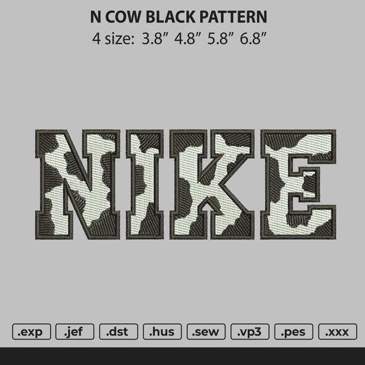 Nike Cow Black Pattern Embroidery File 4 size