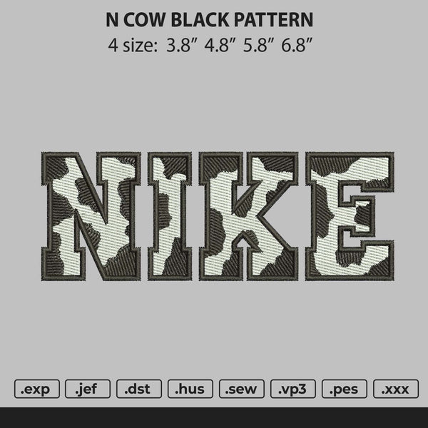 Nike Cow Black Pattern Embroidery File 4 size