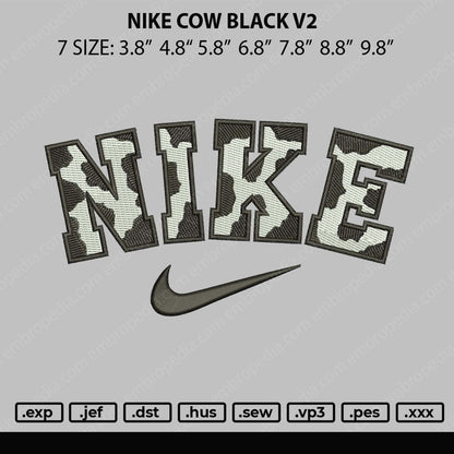 Nike Cow Black V2 Embroidery File 7 size
