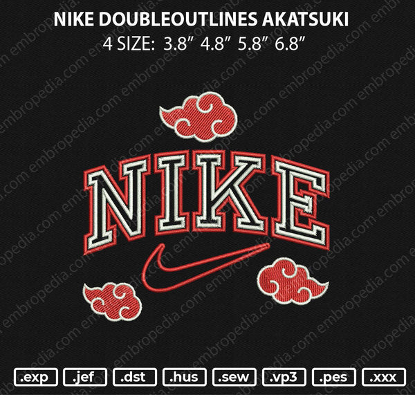 Nike Doubleoutlines Akatsuki Embroidery File 4 size
