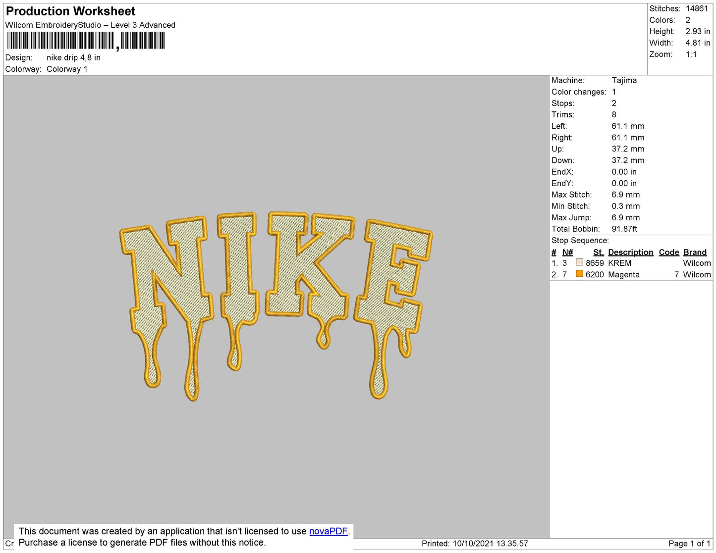 Nike Drip Embroidery File 4 size