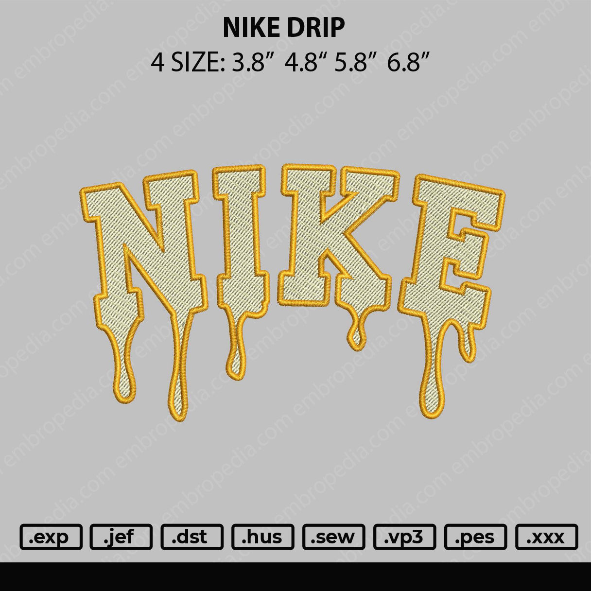 Nike Drip Embroidery File 4 size