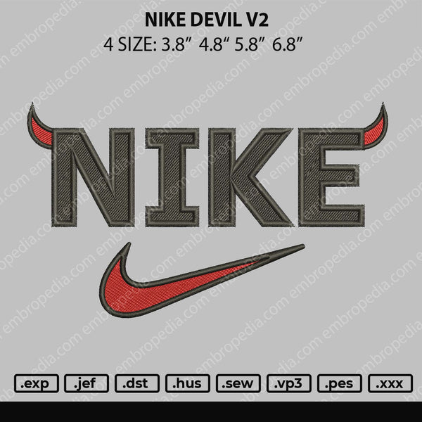 Nike Devil V2 Embroidery File 4 size
