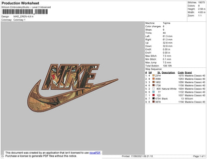 Nike Eren Titan Embroidery File 4 size