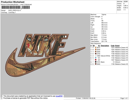 Nike Eren Titan Embroidery File 4 size