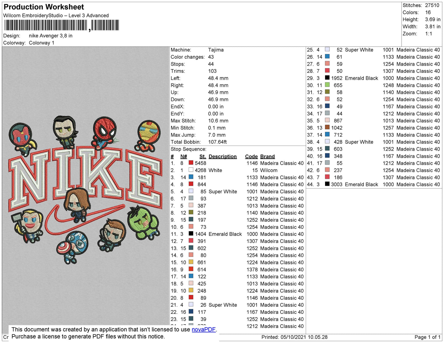 Nike Avenger Embroidery File 4 size