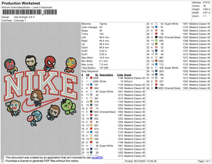 Nike Avenger Embroidery File 4 size
