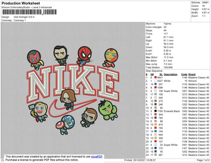 Nike Avenger Embroidery File 4 size
