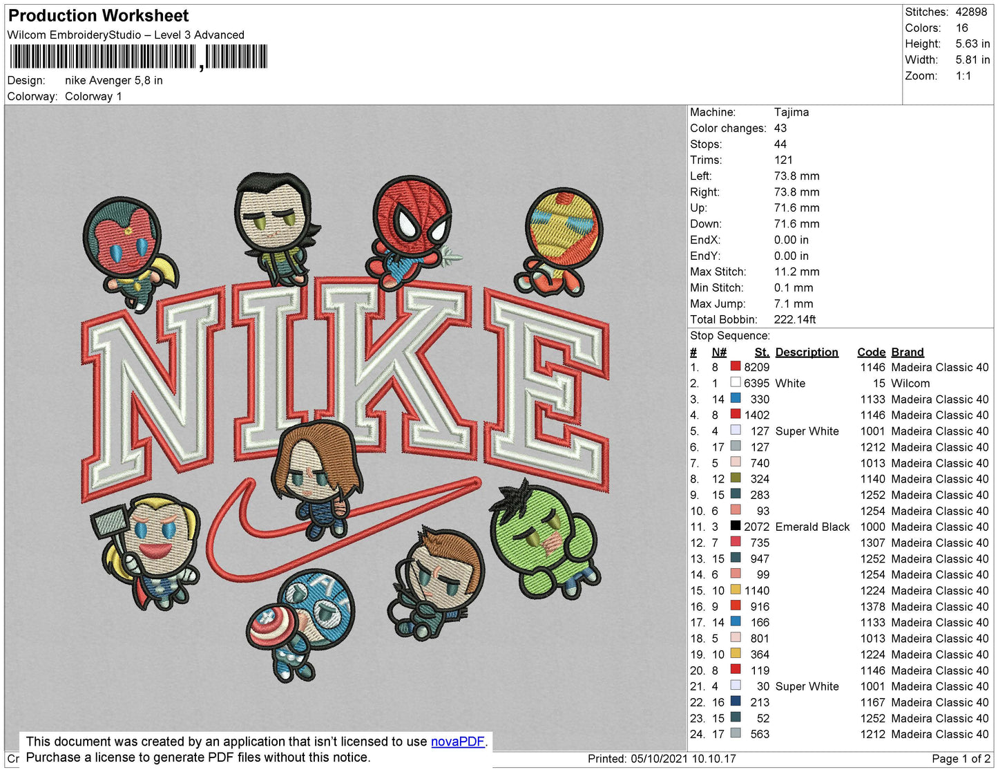 Nike Avenger Embroidery File 4 size