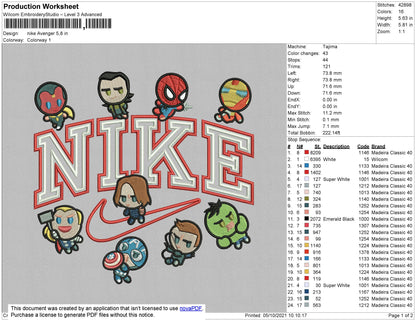 Nike Avenger Embroidery File 4 size