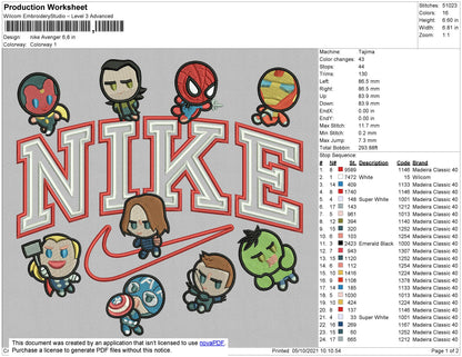 Nike Avenger Embroidery File 4 size