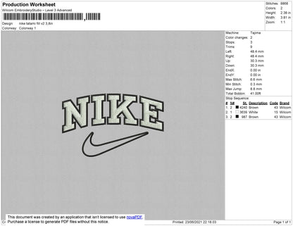 Nike Tatami Fill V2 Embroidery File 4 size