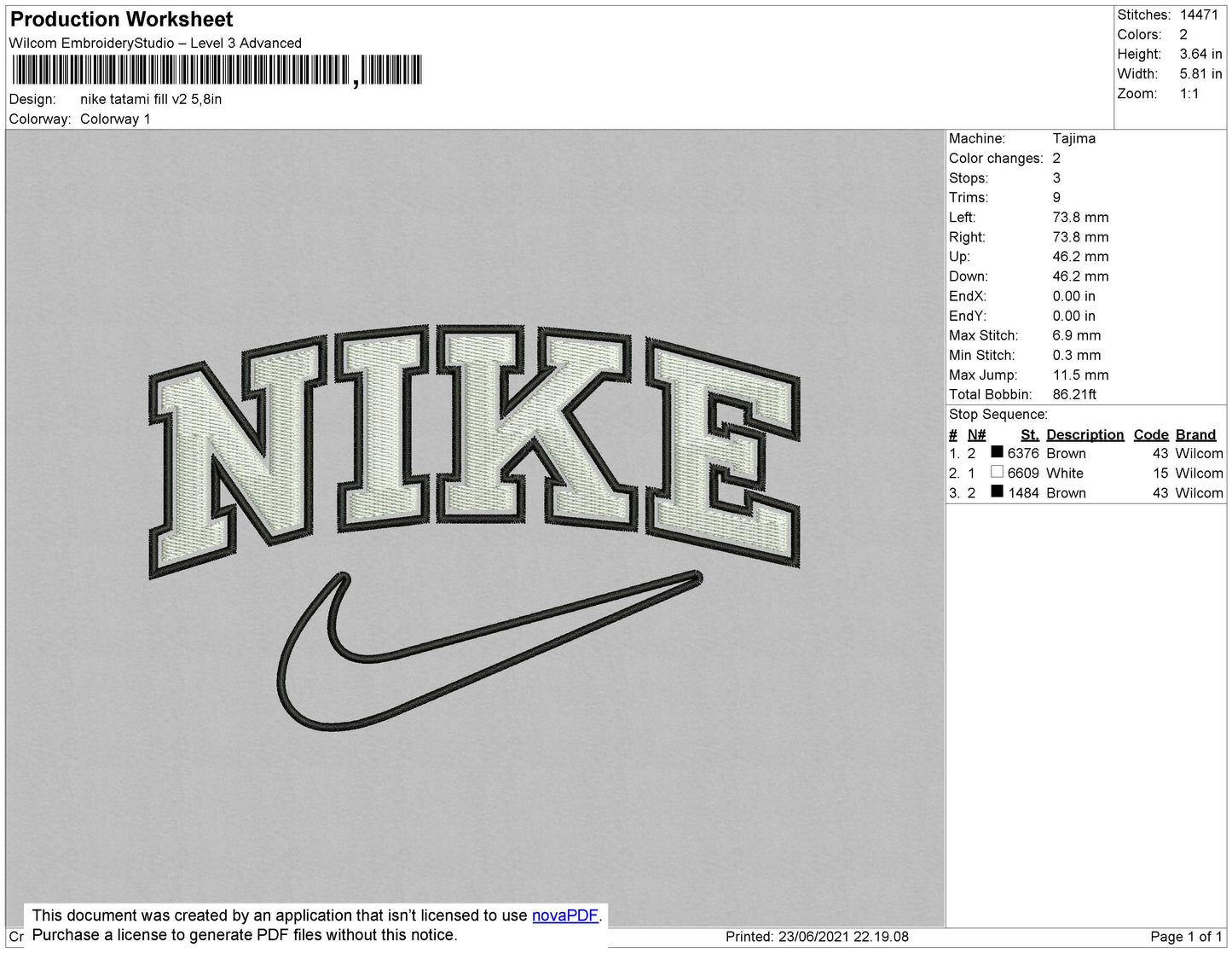 Nike Tatami Fill V2 Embroidery File 4 size