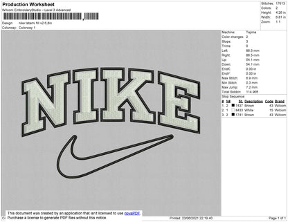 Nike Tatami Fill V2 Embroidery File 4 size