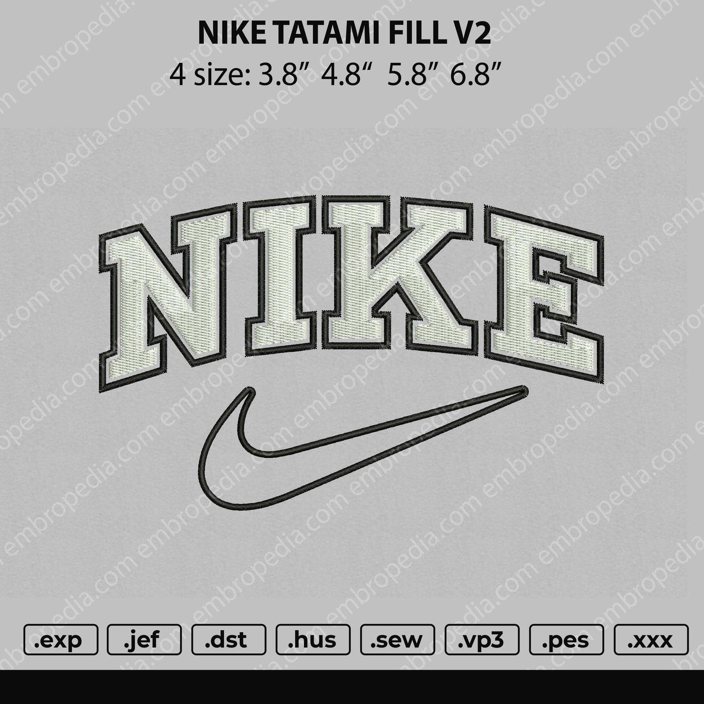 Nike Tatami Fill V2 Embroidery File 4 size