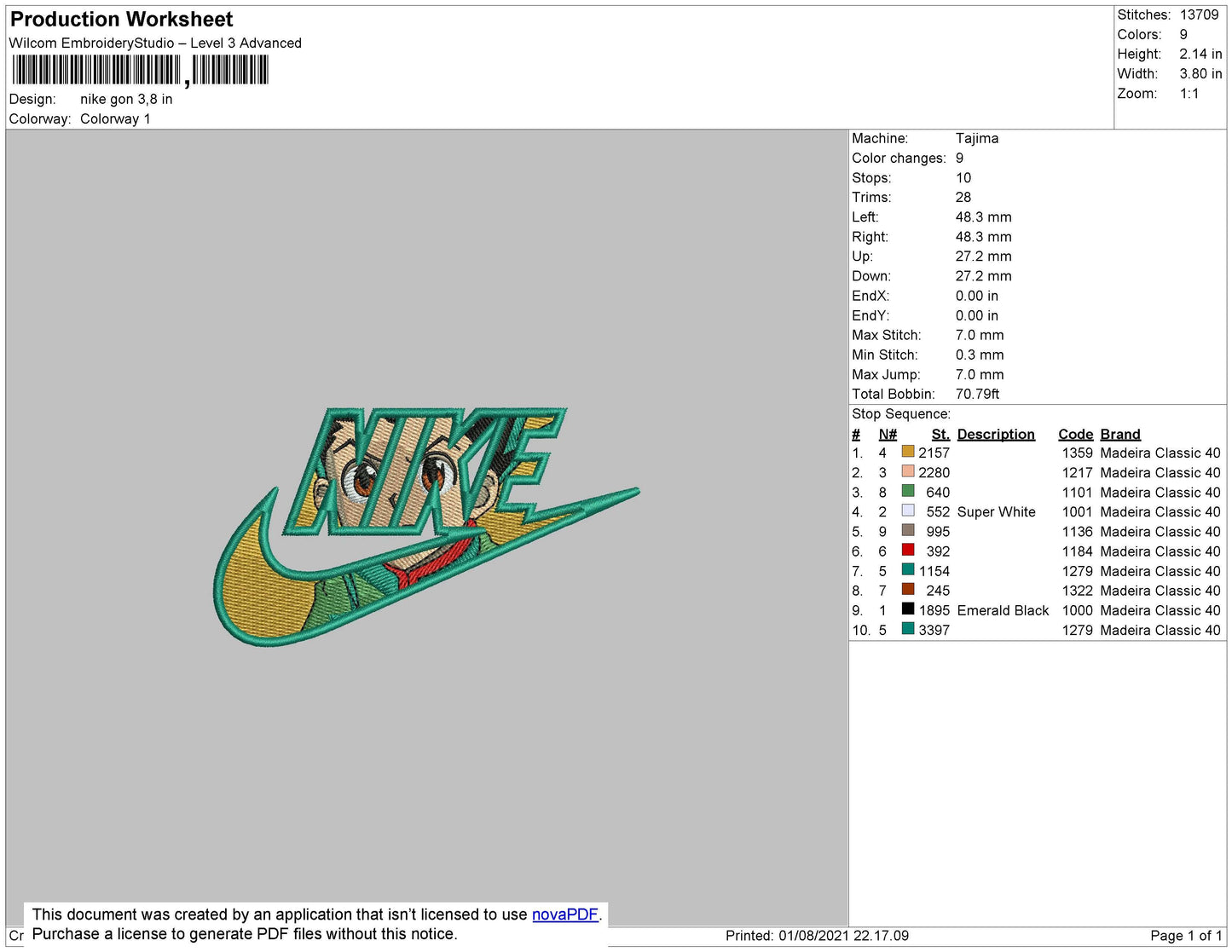 Nike Gon Embroidery File 4 size