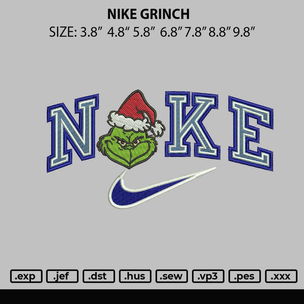 Nike Grinch Embroidery File 4 size