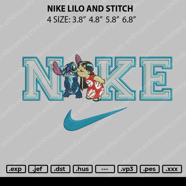 Nike Lilo And Stitch Embroidery File 4 size