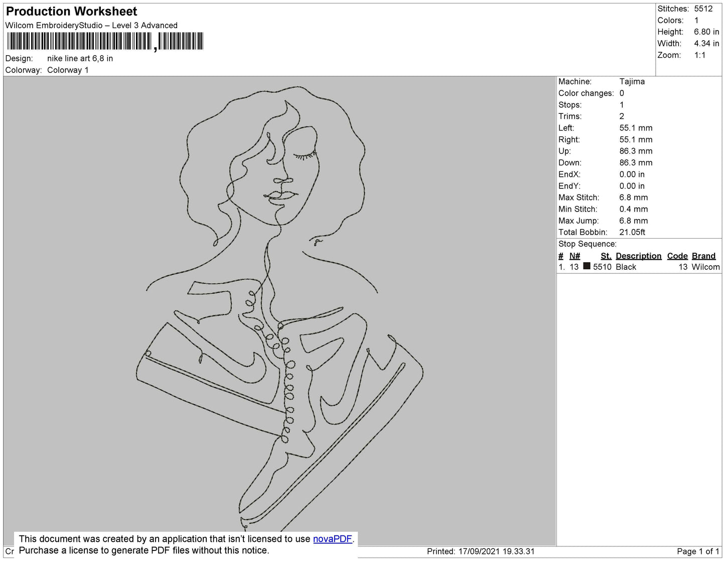 Nike Lineart Embroidery File 4 size