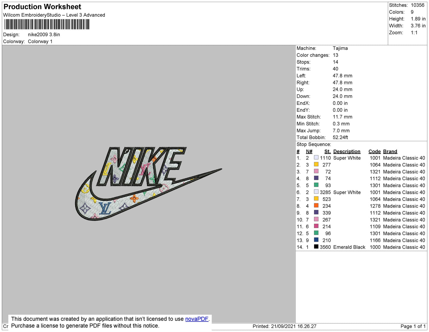 Nike Lvpattern Embroidery File 6 size