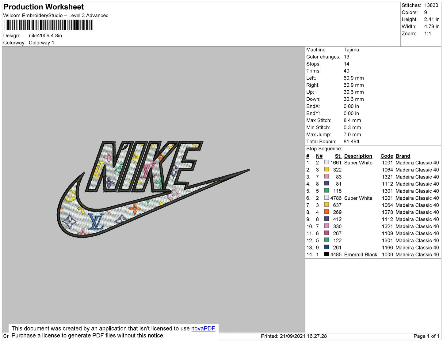 Nike Lvpattern Embroidery File 6 size