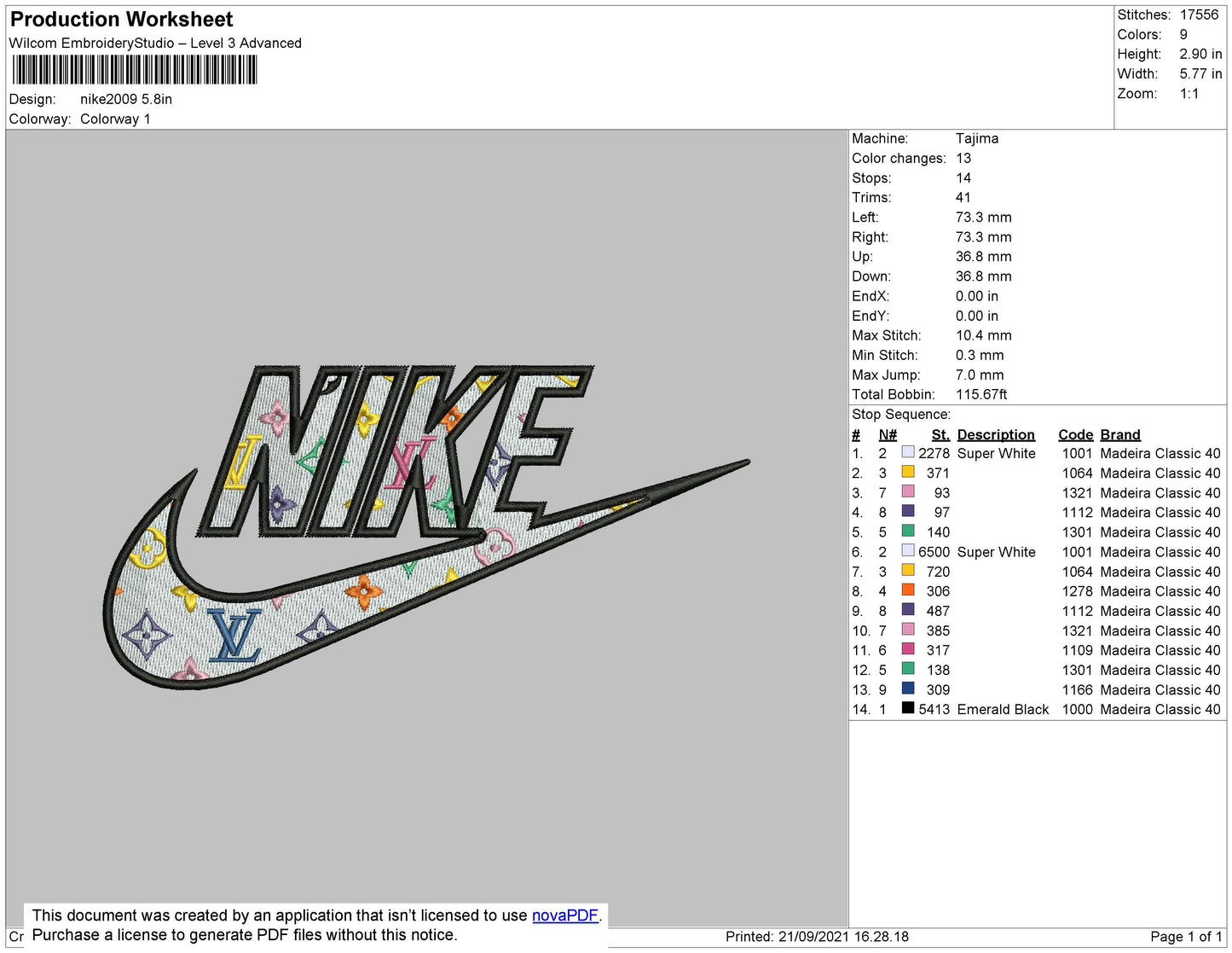 Nike Lvpattern Embroidery File 6 size