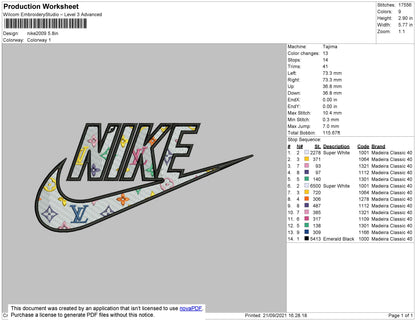 Nike Lvpattern Embroidery File 6 size