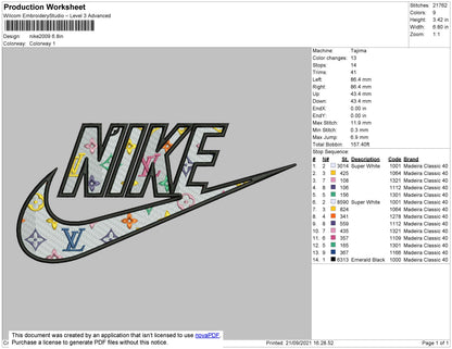 Nike Lvpattern Embroidery File 6 size