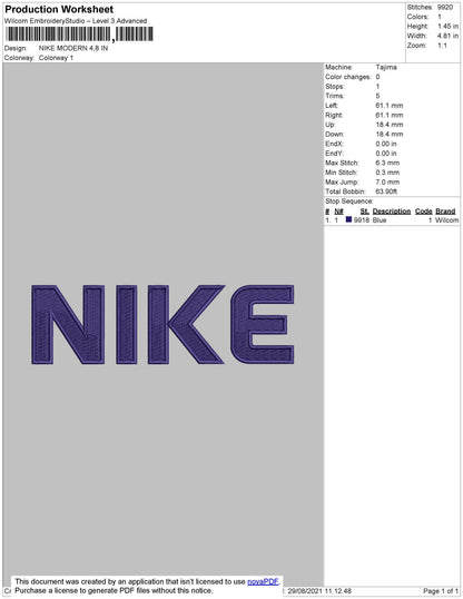 Nike Modern Embroidery File 4 size