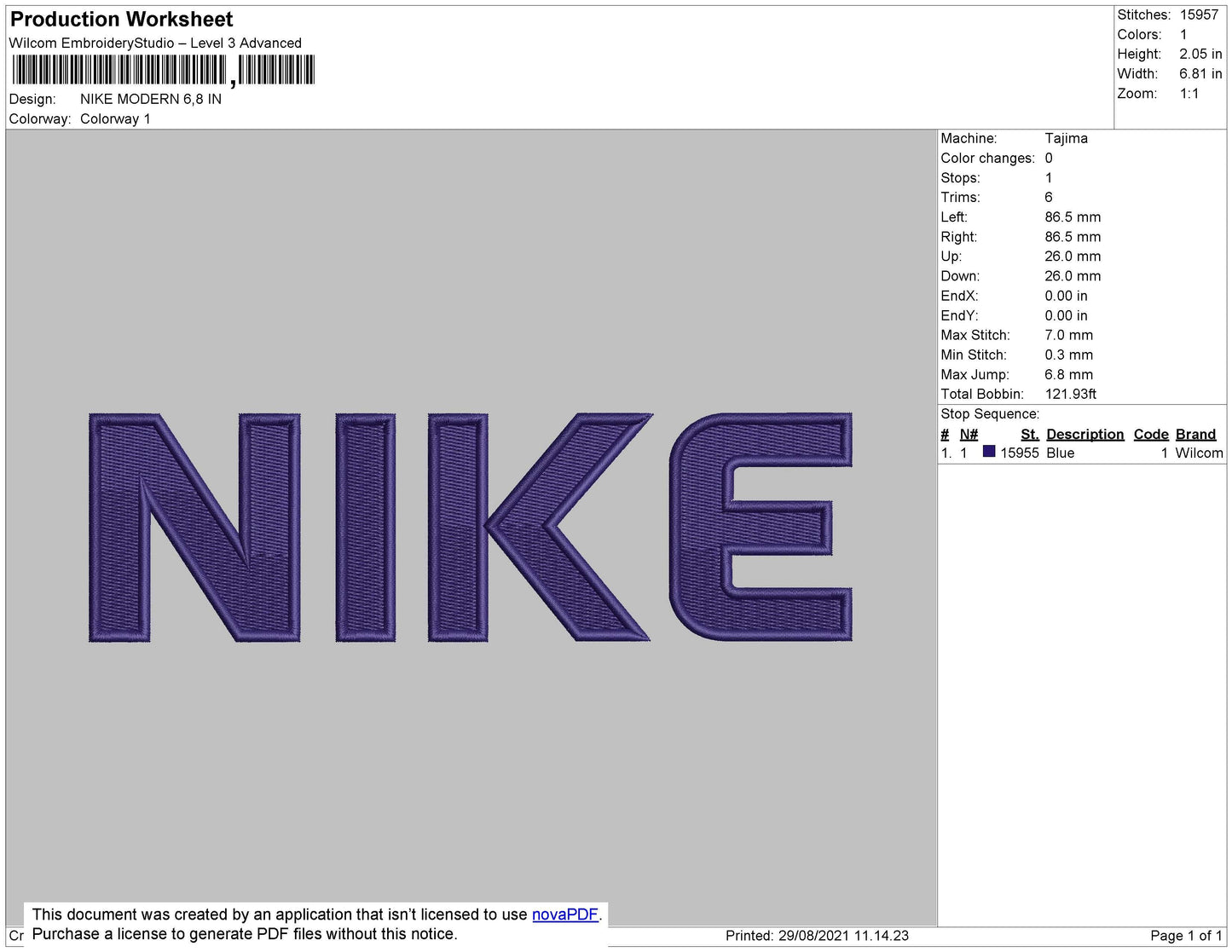 Nike Modern Embroidery File 4 size