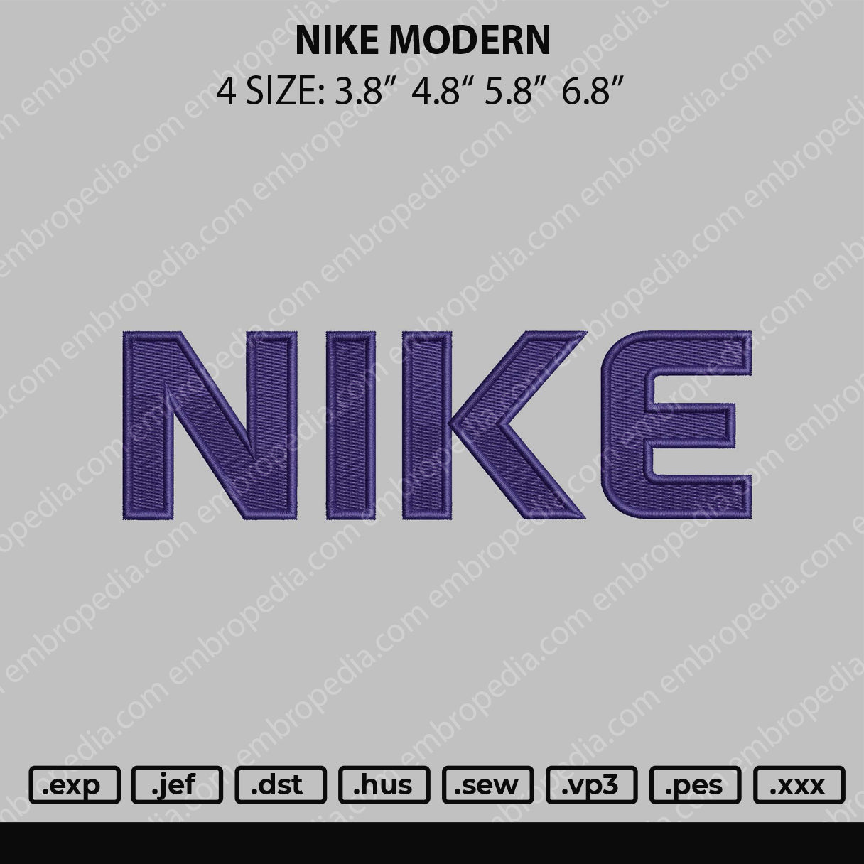 Nike Modern Embroidery File 4 size