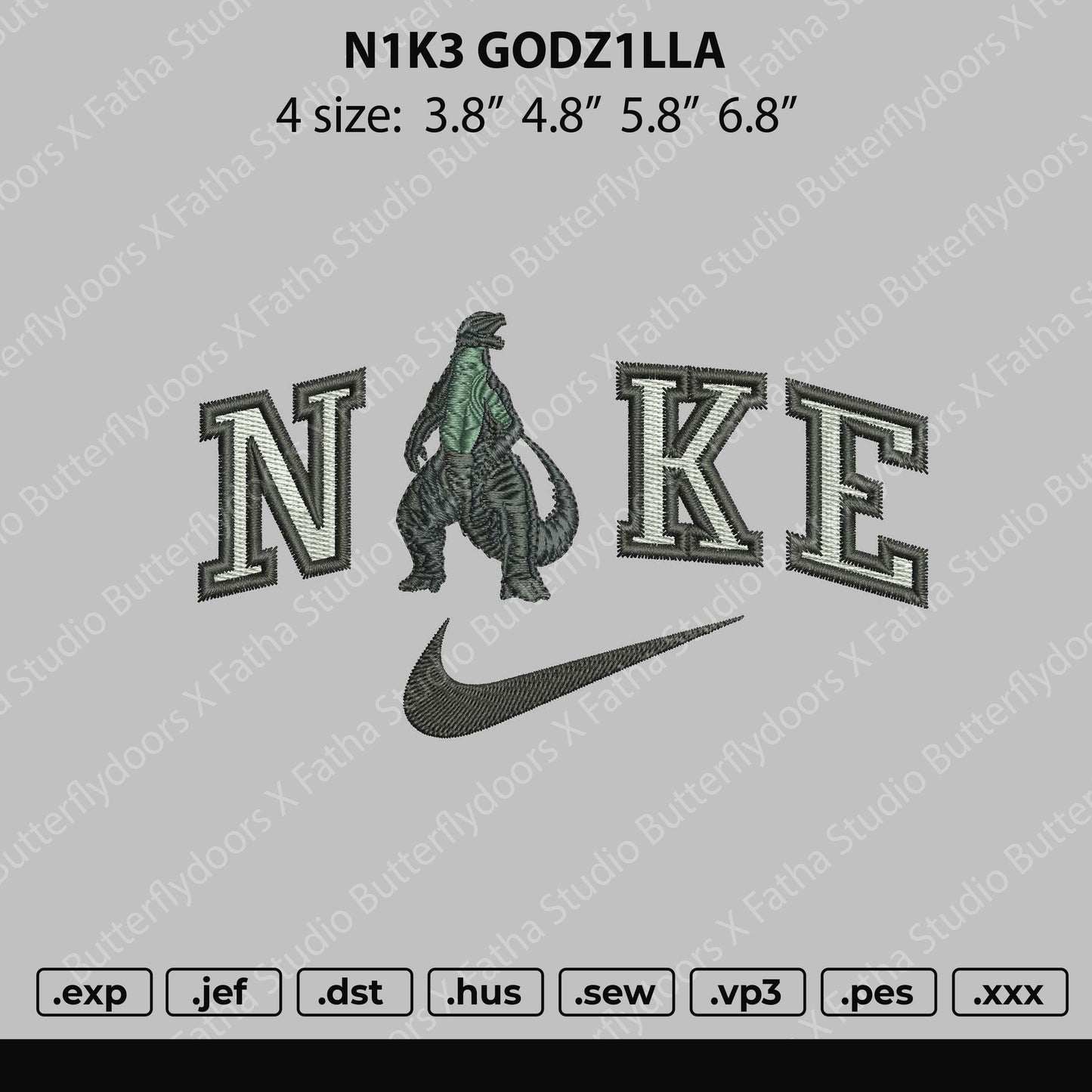 Nike Godzilla Embroidery File 4 size