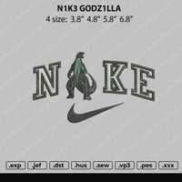 Nike Godzilla Embroidery File 4 size