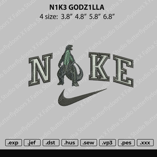 Nike Godzilla Embroidery File 4 size