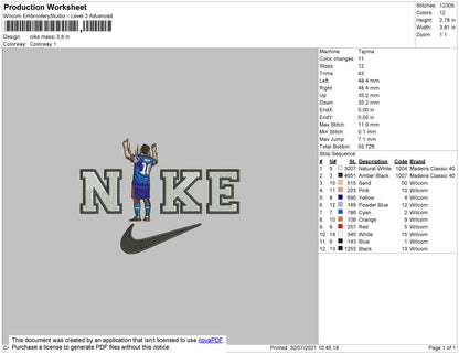 Nike Messi Embroidery File 4 size