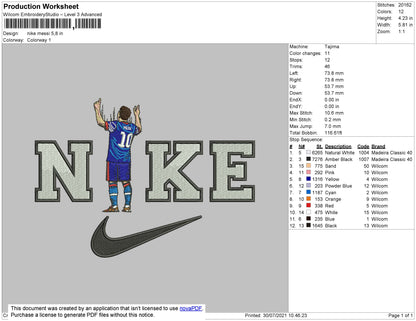 Nike Messi Embroidery File 4 size
