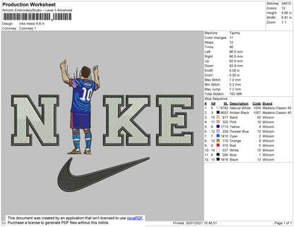 Nike Messi Embroidery File 4 size