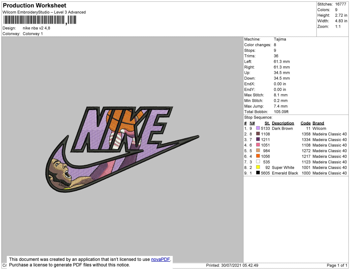 Nike NBA Embroidery File 4 size