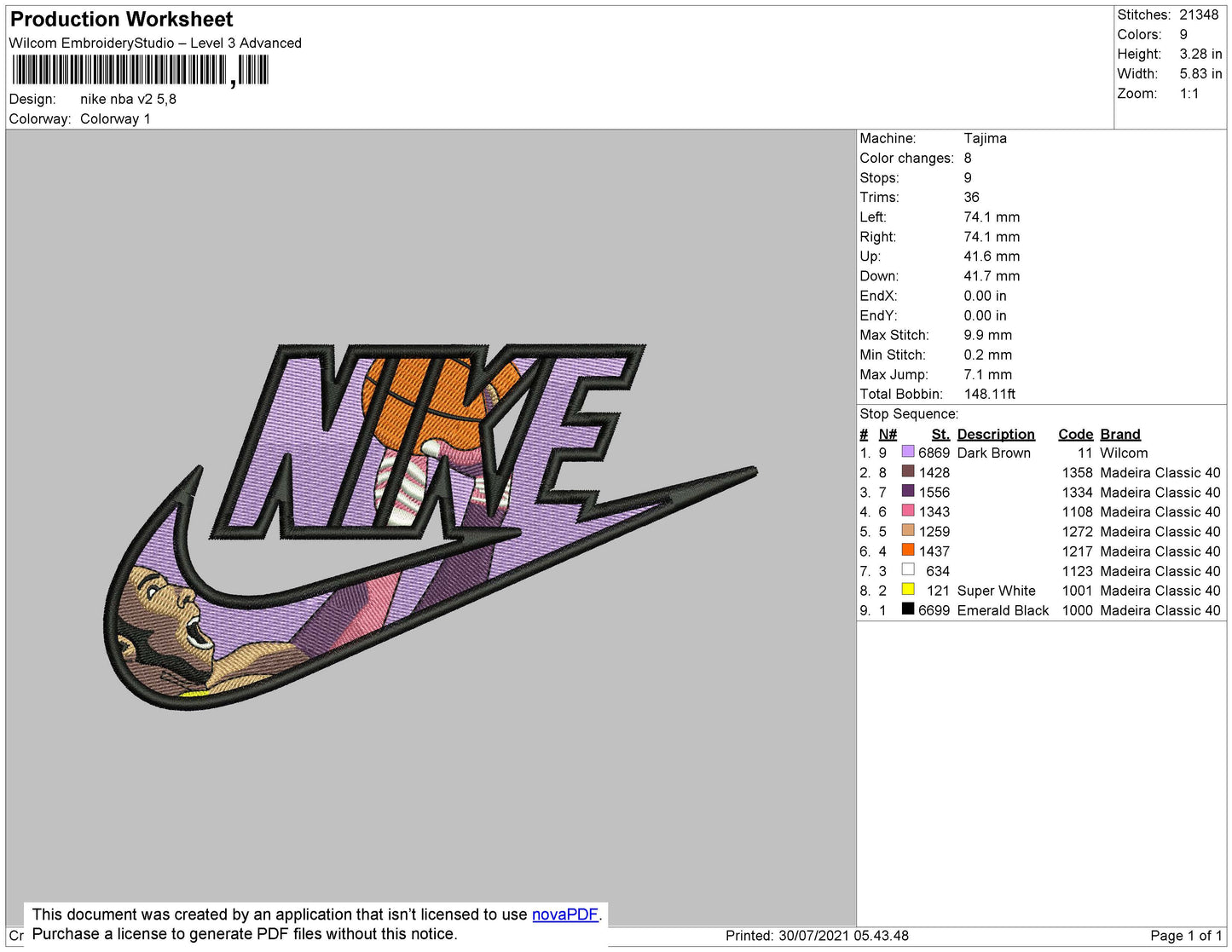 Nike NBA Embroidery File 4 size